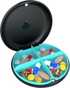 4 Kompartment majhne tablete Box, Vlažno dokaz tablete, potovalne tablete Organizator za žepno torbico, Dnevno Portable Medicine Vitamin Box, Fish Oil Box, Dopolnilo Box (Črna+Cyan)