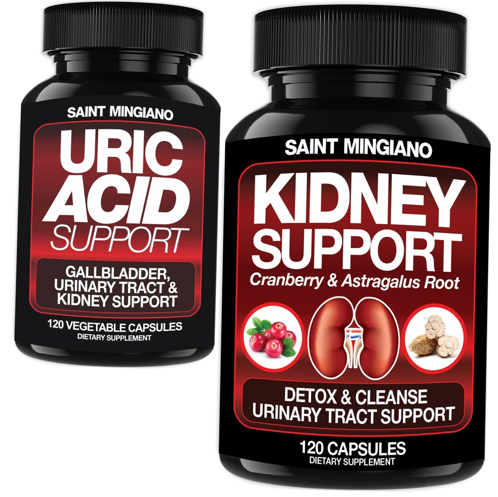 Kidney Support Cleanse Detox & Repair - Together with - Uric Acid Support – Gallbladder, Urinary Tract & Kidney Support for Men and Women