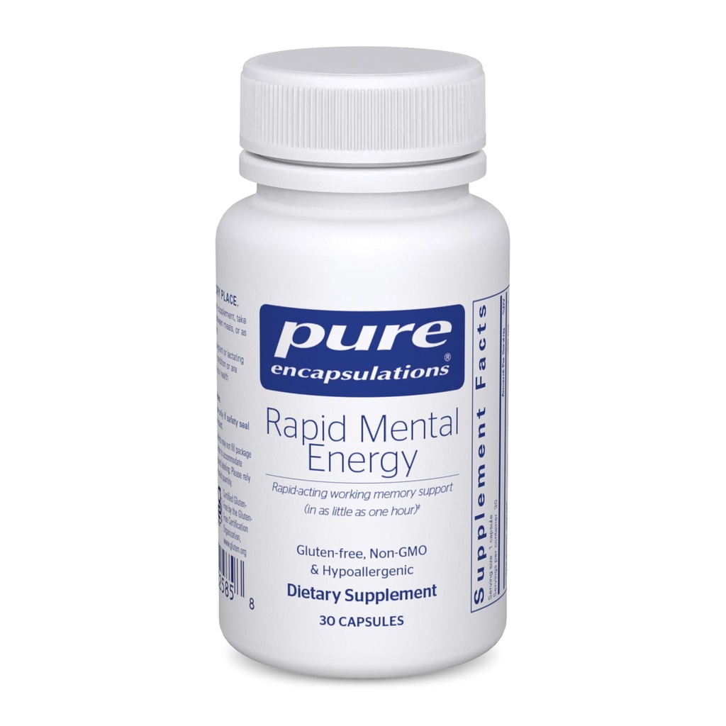 Čiste enkapsulacije Hitra mentalna energija - Veganski spomin dodatek za podporo zdravju možganov - Ginkgo Biloba Extract, Alpinia Galanga & American Ginseng Extract - Non-GMO & Gluten-free - 30 kapsul