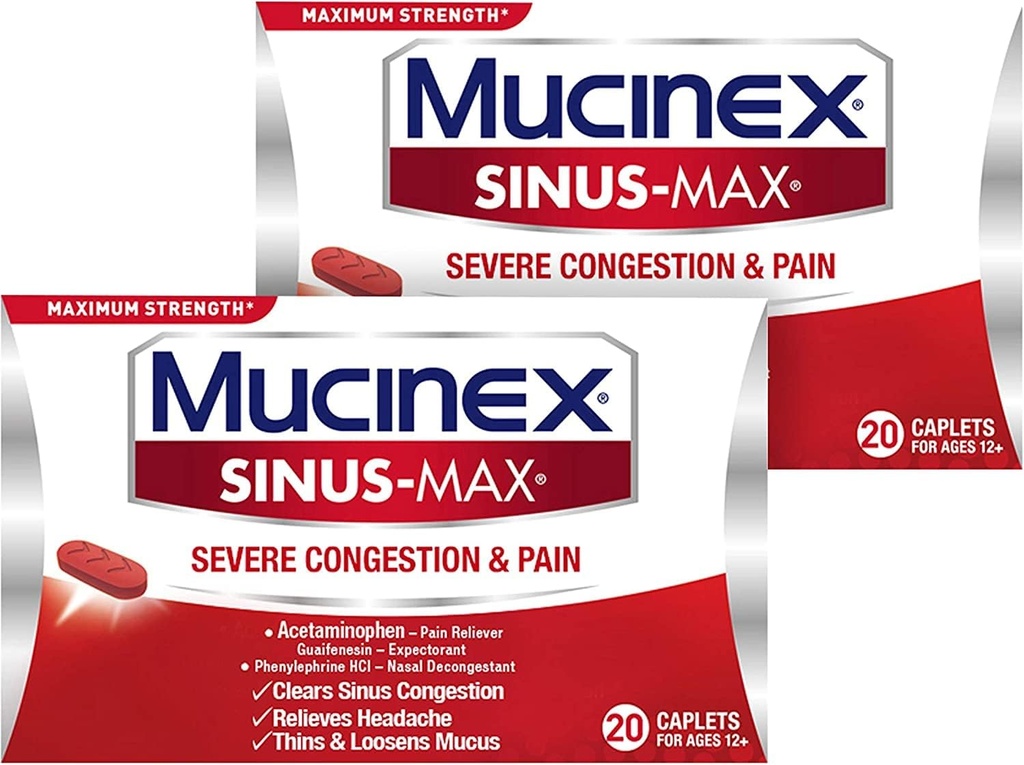 Sinus-Max Congestion & Pain Caplet (20 število (Pack of 2))