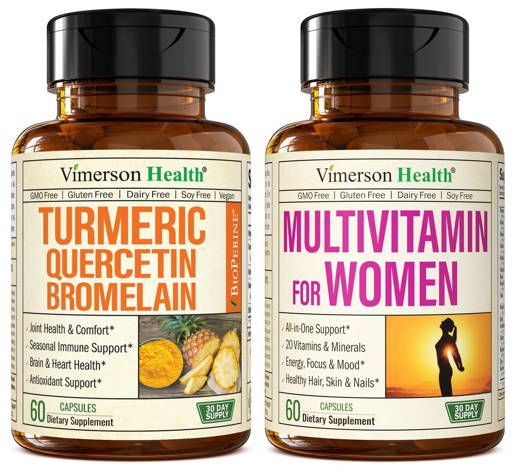 Quercetin z bromelainom in kurkuminom in popolnim multivitaminom za ženske