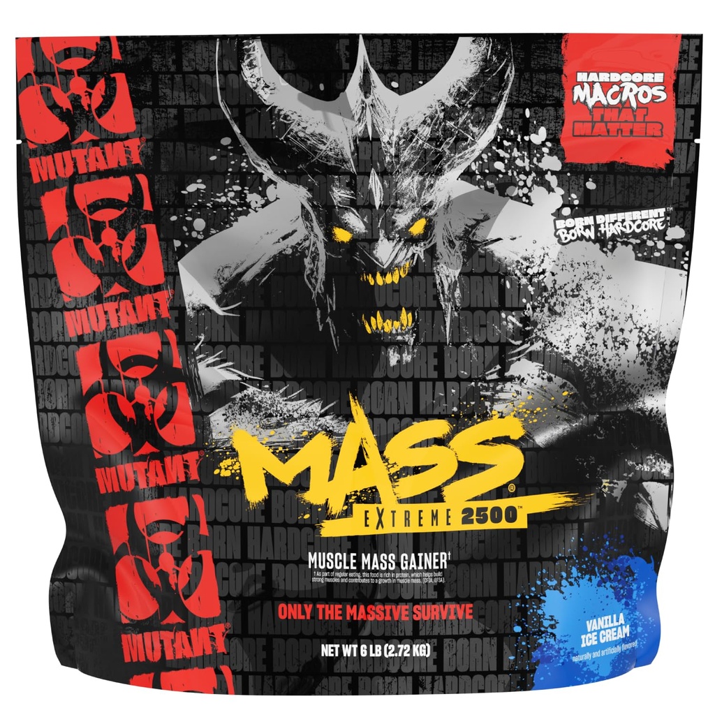 Mutant Mass Extreme Gainer – Whey Protein Powder – Gradite mišično velikost in moč – Visoka gostota čiste kalorij (Vanilla sladoled, 6 funtov)