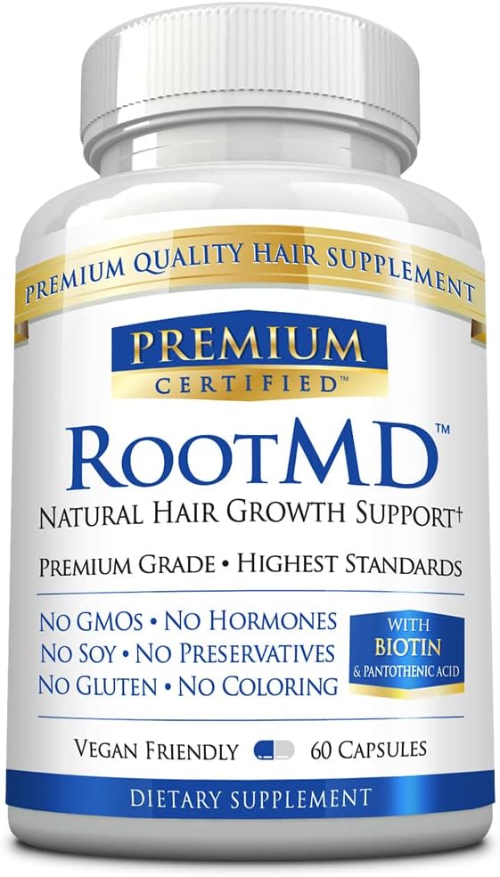 RootMD - Spodbujanje rasti las, pomlajevanje Folikle, izboljšanje cirkulacije skalp - Biotin, baker, tokoferil acetat, žaga Palmetto - vse naravne Vegansko prijazno - 60 kapsul