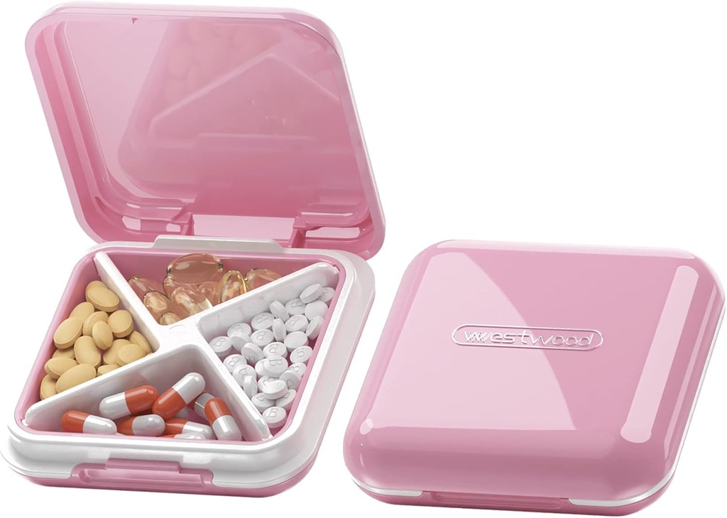 DUBSTAR majhne tablete primeru, srčkan tablete Box - Travel Daily Pill Organizer, Prenosne lepe tablete vsebnika za žepek, Compact Medicine Imetnik za vitamine, ribja olja, dodatki (Pink)