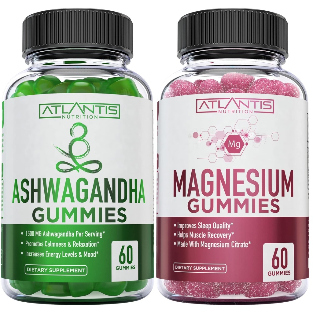 Ashwagandha & Magnezij Gumies za izboljšano spanje in okrepljene funkcije telesa. Ashwagandha krepi razpoloženje in energijo - Magnezij pomaga obnoviti mišice in sprosti Cramps - Vegan