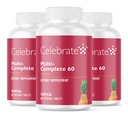 Praznujte vitamine Multi-Complete Žvečilni, 60mg železa – Dnevni bariatrični multivitamin za rokavi Gastrectomy & Gastric Bypass Bolniki – Bistveni vitamini in minerali - Tropske (180 tablet)