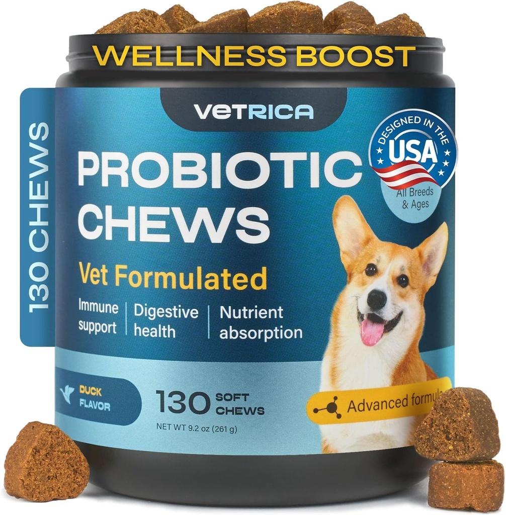 Probiotiki za pse - Probiotični žveči za prebavne in črevesne zdravje, zobni, imunski sistem podpora - Žvečljivi prebiotične Soft Treatments - Wild Yam, Yeast Powder - Diarea in Bowel Supplement