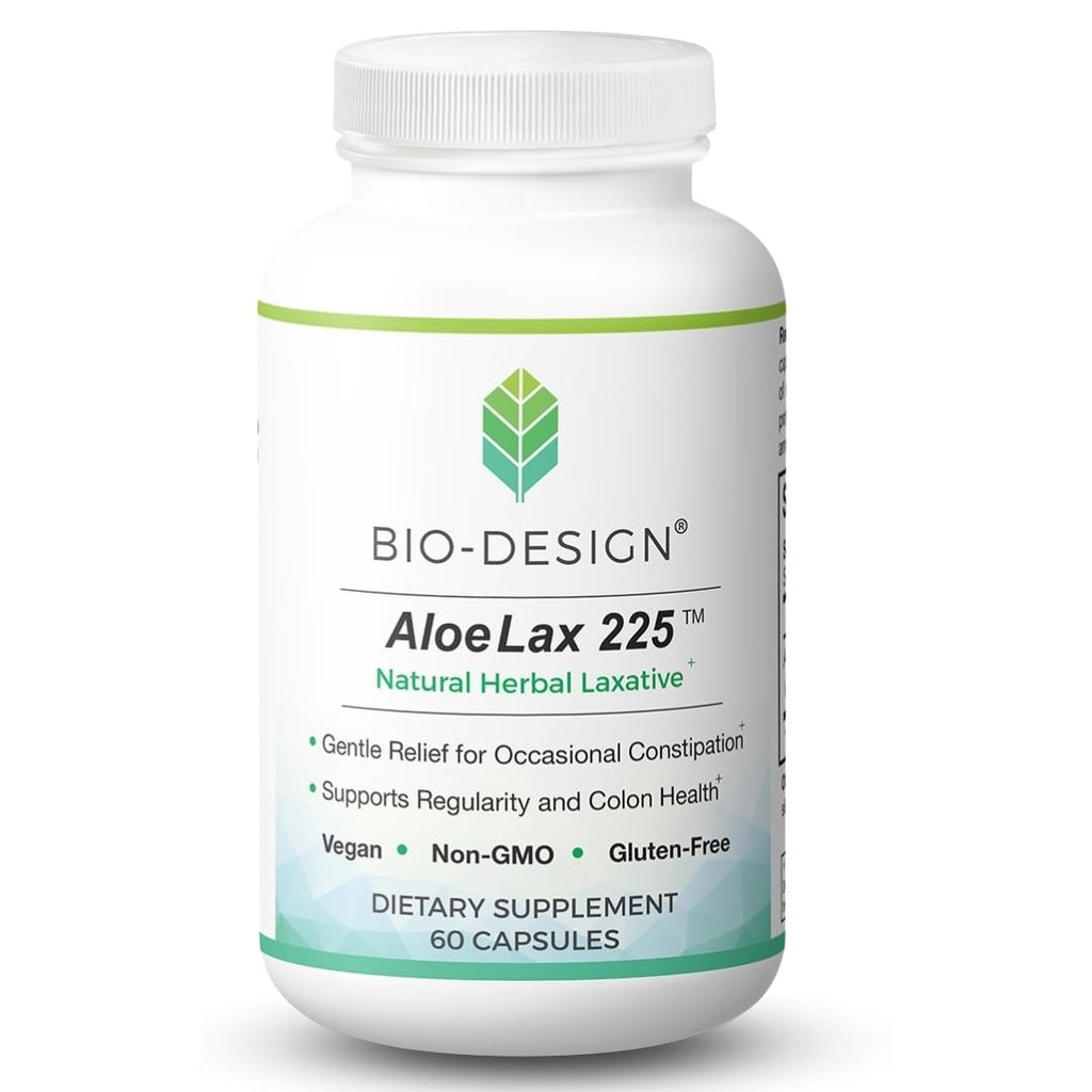 Aloe Lax 225 Natural Herbal Laxative - Nežna olajšava za občasno zaprtje, plin, in napenjanje z 225 mg Natural Aloe Ferox - podpira Bowel Rednost in zdravje kolonij - 60 kapsul