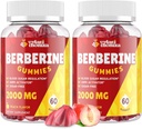 2000mg Berberine Dodatek Gumies - Visoka moč Berberine s Ceylon Cimet Candy, Kurkuma, Magnezij, Krom - Sladkor brez sladkorja, Vegan, Ne-GMO, Gluten-free - Breskova aroma 60 Gumies - 2 paket