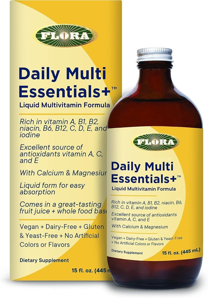 Flora - Daily Multi Essentials+, Tekoča multivitaminska formula, 13 Essential Vitamins & Minerals, 15 Fl Oz
