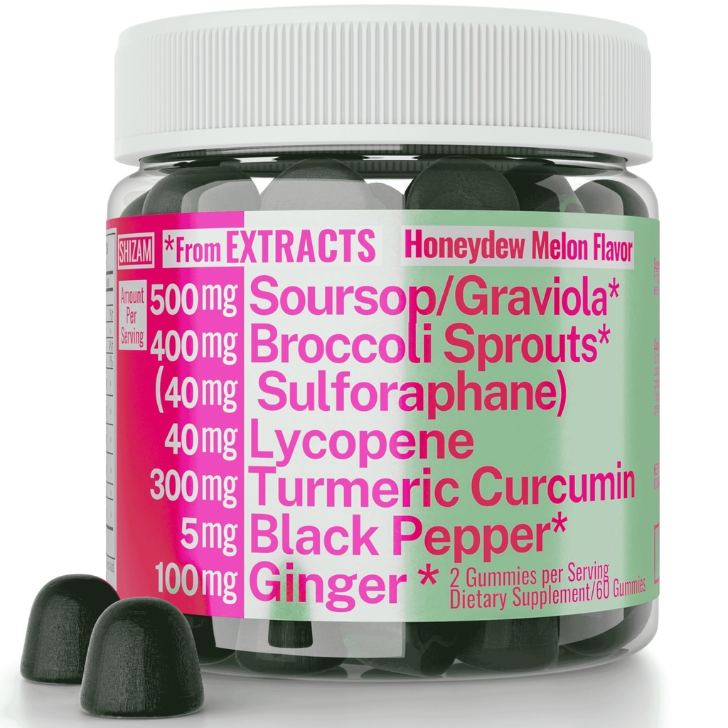 Soursop Graviola Curcumin Lycopene Broccoli Sprouts Sulforaphane Extract Gumies z kurkumin ingver črna paprika, Sour Sop Guyabano Listni dodatek, žvečljive tablete Kapsula dopolnila