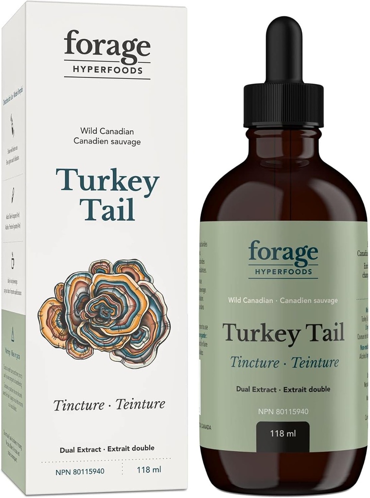 Food Hyperfoods- Original Canadian Wild Turčija Rep gobe Superfood Tekoči dodatek ekstrakt Tinkture, Vegan, Non-GMO, Imunski sistem in Gut Health Support, 118ML