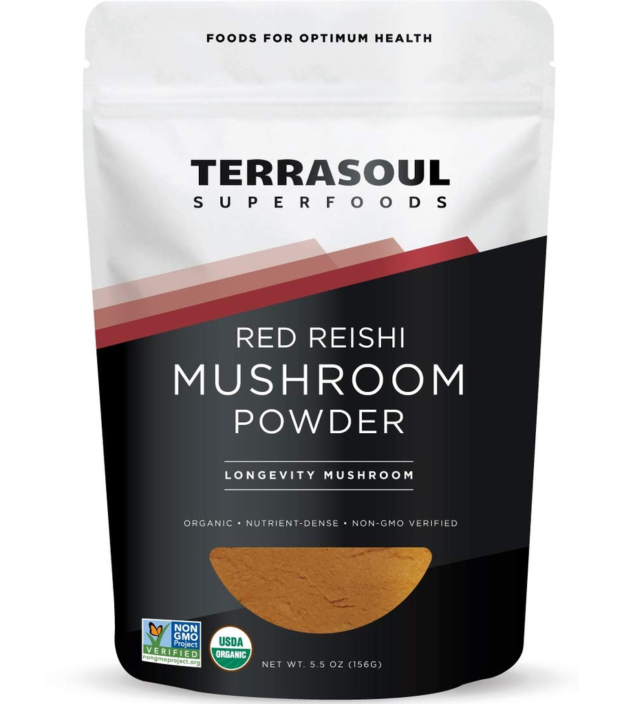 Terrasoul Superfoods Organic Reishi Gobe Powder (4:1 Extract), 5.5 Oz, Imunska podpora, Stress Relief, boljše spanje, Sprejmi moč adaptogenih gob