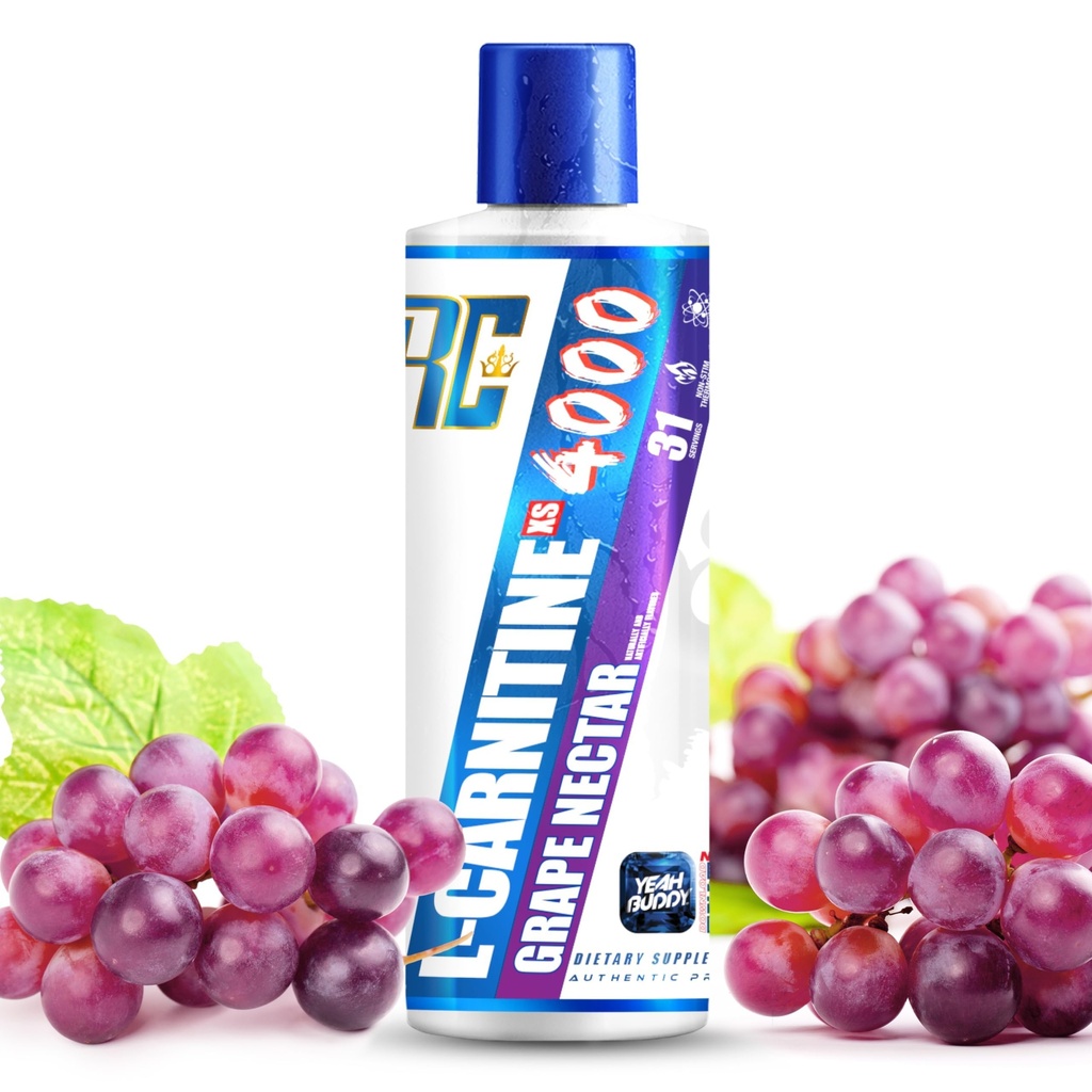 Ronnie Coleman Signature Series L Carnitine XS 4000 Liquid, Stimulant Free, Sugar Free, Zero Carbs, Lean Muscle Jakost Podpora za moške in ženske, 16 Oz (16 oz, Grozdni Nectar (4000))