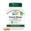 21st Century Lion's Mane 2,100 mg, Plus Black Pepper Extract, Vegetarian Capsules, 60 Count