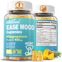 Brez sladkorja Magnezij Glycinate Gumies 400mg z Ashwagandha, B1, B3, Rhodiola Rosea & Saffron za podporo počitek, Mood & Calm Magnezij Gumies za odrasle, Žvečilni magnezij dodatek, Vegan, 120Ct