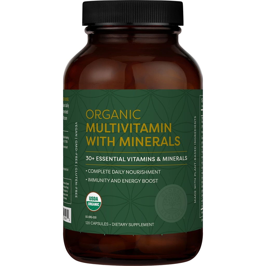 Globalni center za zdravljenje - USDA organski multivitamin za ženske in moške - vitamini vključujejo A, C, D, & več za vaše splošno zdravje in potrebe po dobrobiti - popolno dnevno več vitaminsko hranilo (120 kapsul)