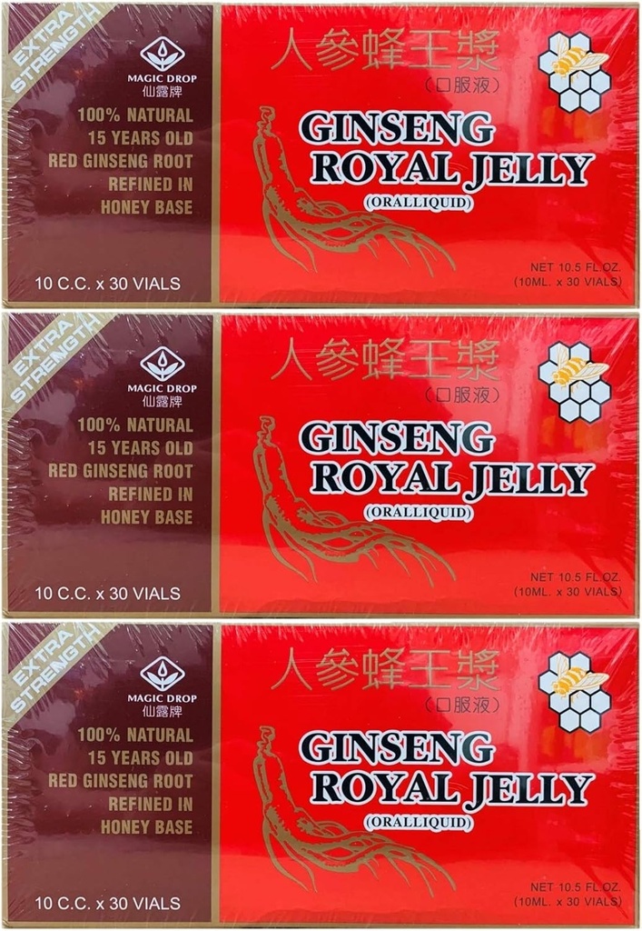 3 škatle Magična kapljica ginseng Royal Jelly (30 vial), skupaj 90 vial