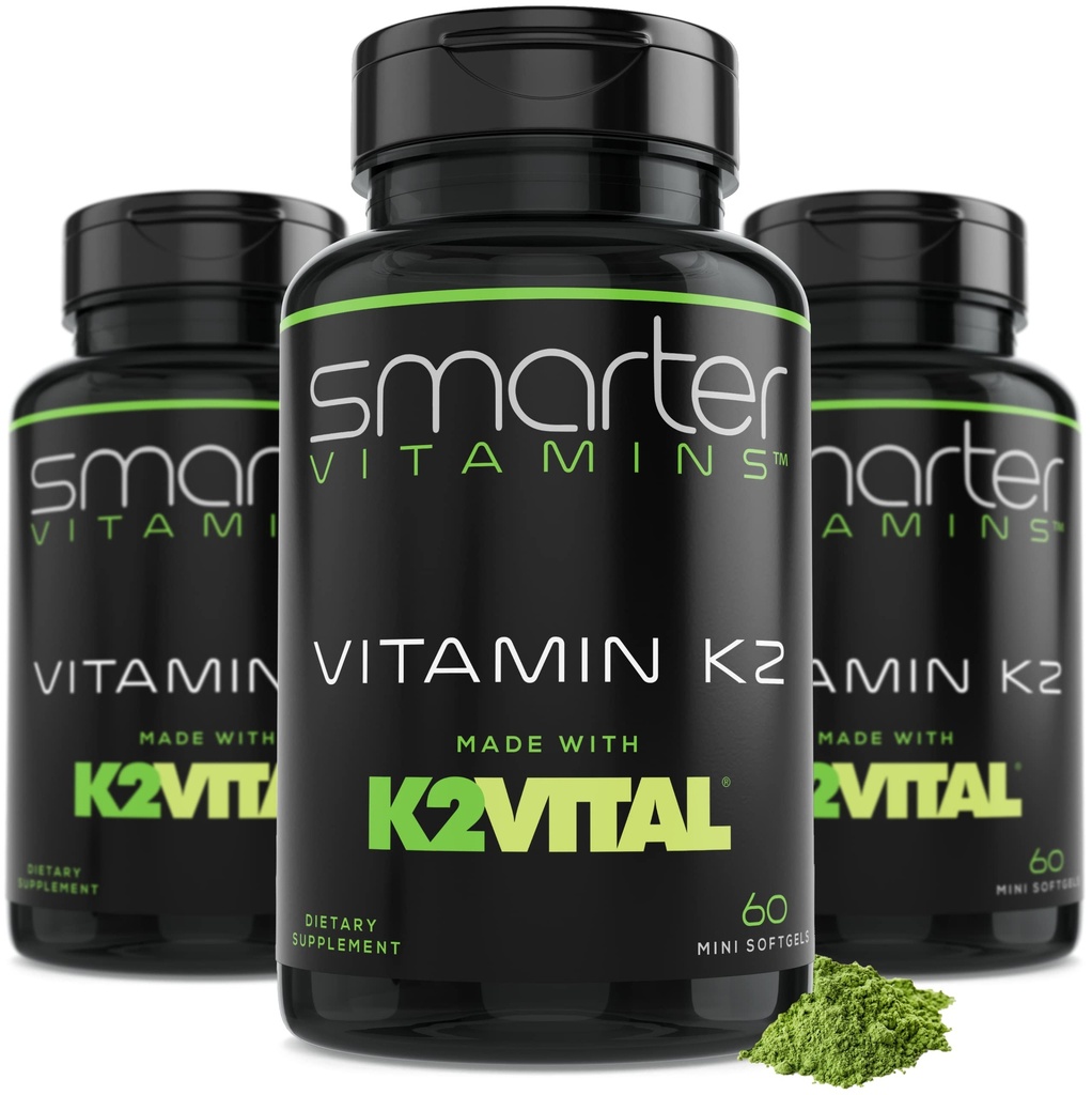 (3 Pakiranje) Pametnejši vitamin K2 MK7 100mcg, izdelan s K2VITAL in Kale, 180 tekočih softgel