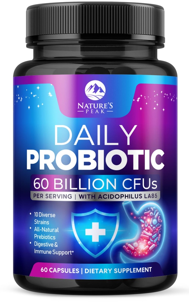 Probiotiki 60 milijard CFU - 10 sevov + prebavni encimi in prebiotiki - najboljši probiotik za ženske in moške, podpira imuno, črevesno zdravje, občasno zaprtje, driska, plin in napihnjenost - 60 kapsul