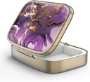 Škatla tablete tablete z ogledalo Retro 2 Kompartment majhne tablete zaboj za torbico ali žep bronaste pravokotne tablete ali vitamini, ribje olje, dodatki, tablete vsebuje potovalna darila (zlati marmor)