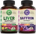 Jetrna čistila Detox Popravila Formula in Pure Saffron Extract Bundele (Ena steklenica vsak). Podpira zdravje jeter, energijsko povečanje, razpoloženje, metabolične funkcije. USA Made.