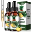 (2 paket) Magnezij Glycinate dodatek, Tekoči Magnezij Glycinate Tekoči kapljice 500mg-podpora Stres Relief, Sprostitev, Mood, Sleep, Bone & Muscle-4 Fl Oz, Vegan, Ananapple Flavor