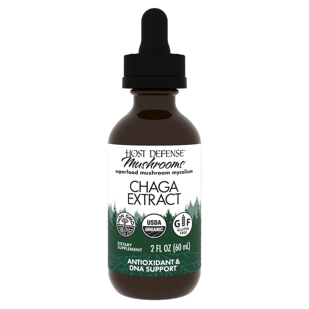 Host Defense Chaga Extract - Immune System Support - Chaga goba za antioksidantno dejavnost Podpora - Tekoča dietna goba dodatek - 2 fl oz (60 Služabniki)*