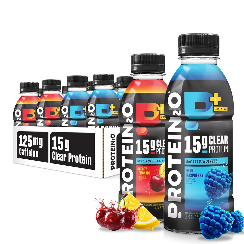 Protein2o 15g izolat sirotkinih beljakovin Hidracijski napitek Plus energija & fokus, 350 mg elektrolitov, vitamini B5 & B6, brez sladkorja, energijska varieteta Pack, 16.9 oz steklenica (Pack of 12)