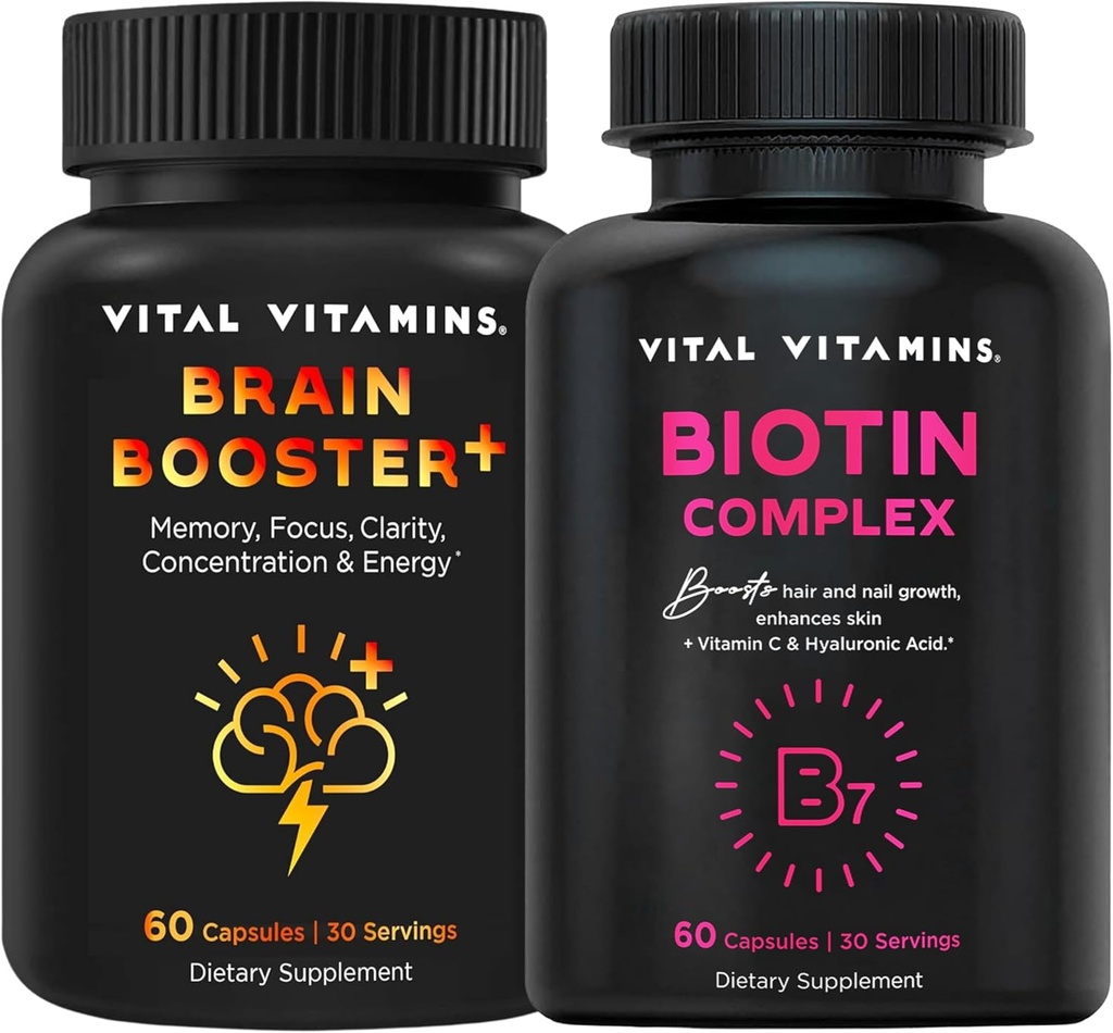 Vitalni vitamini Možganski spodbujevalec Plus + Kompleksne kapsule Biotin