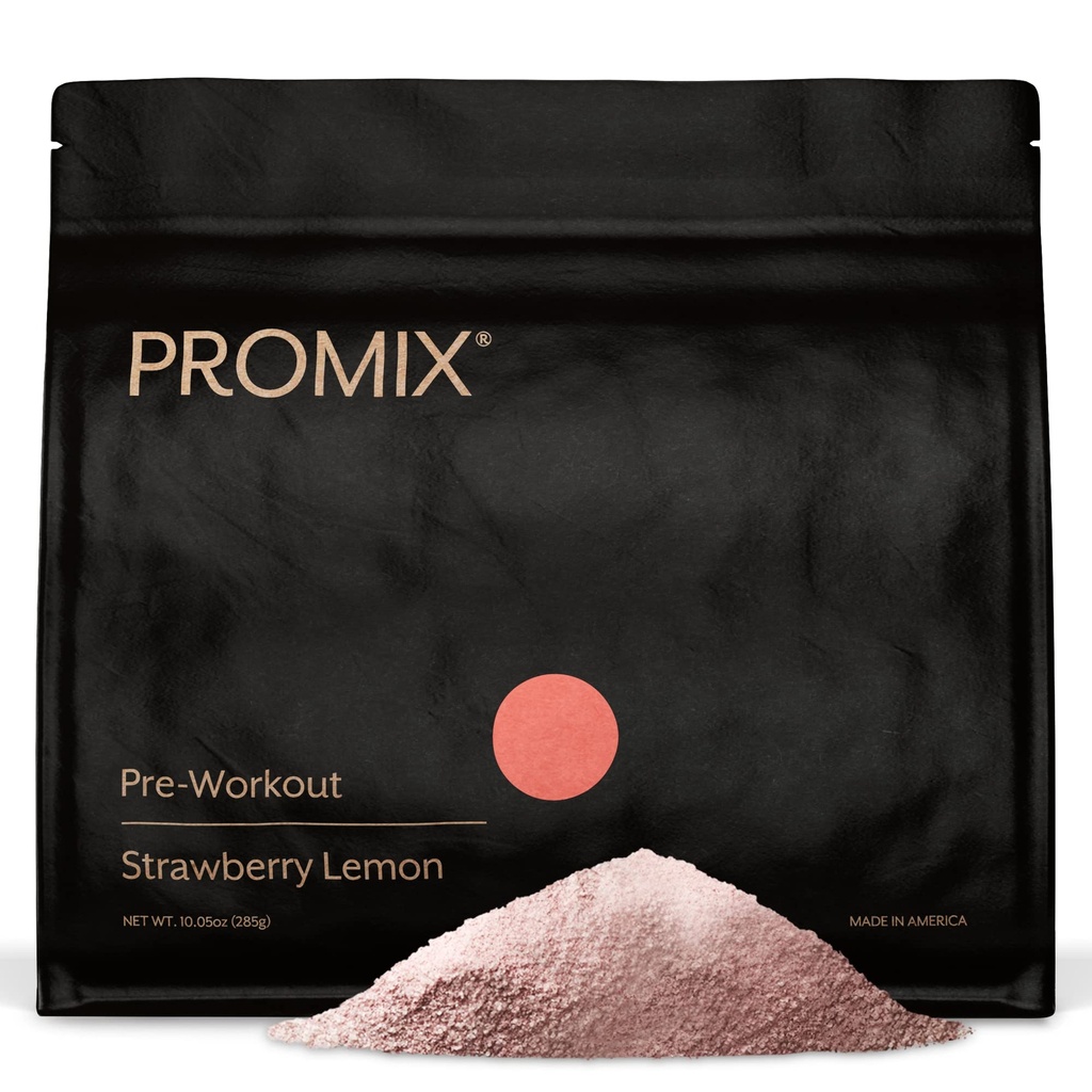 Promix Predworkout Powder, Jagodna limona – Pospešuje fokus, energijo in vzdržljivost – s kofeinom, B12, beta-alanin in L-tirozin – Gluten & Dairy-free, 10.05 oz