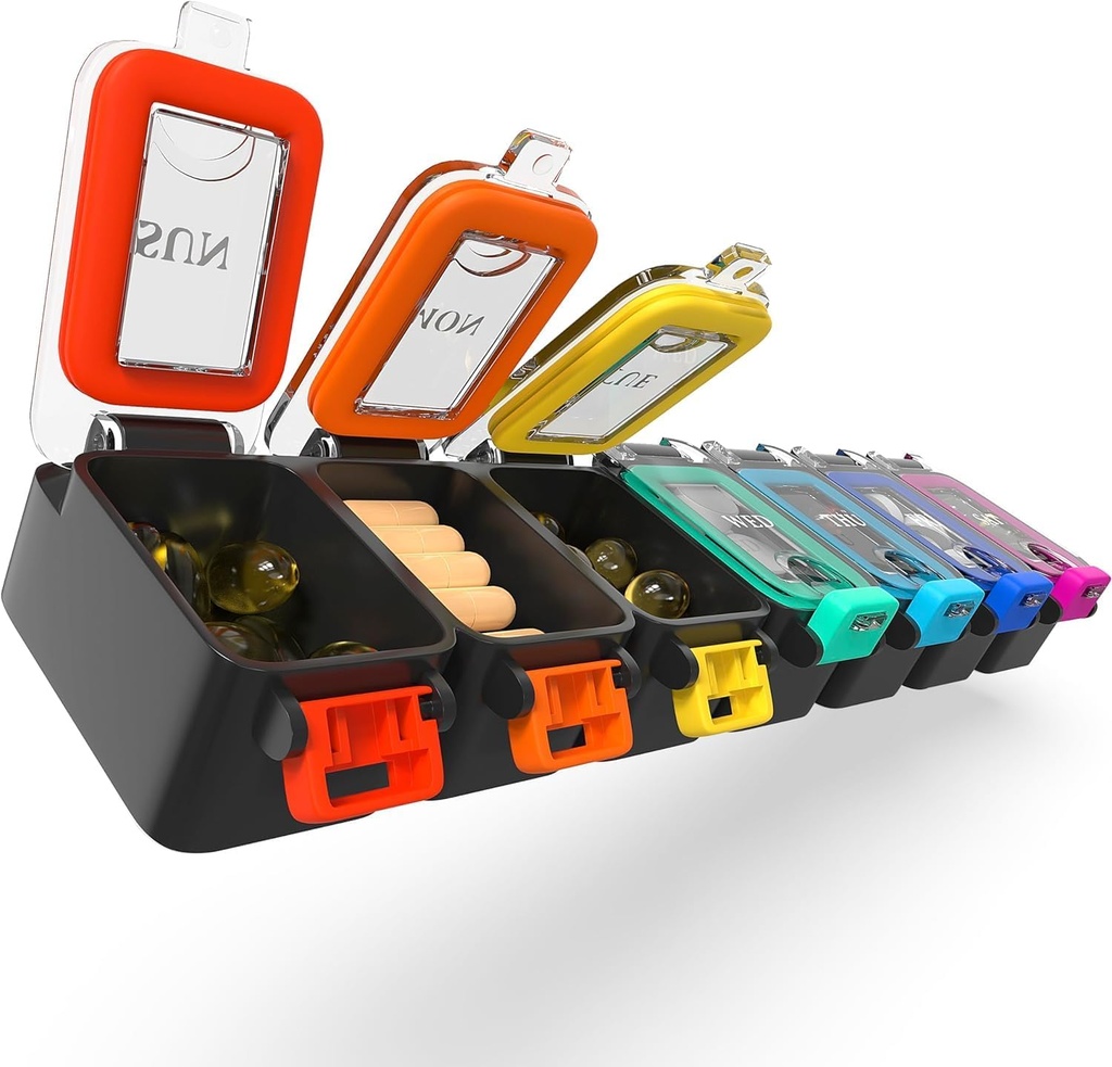 BEXEEN Weekly Medicine tablete Organizator vodoodporne 7 dan velike tablete Box Daily Pill Case Cute Vitamin Organizer Prenos tablete Container Potovanja tablete Imetnik XL Dopolnilno zdravilo Dispenser En dan