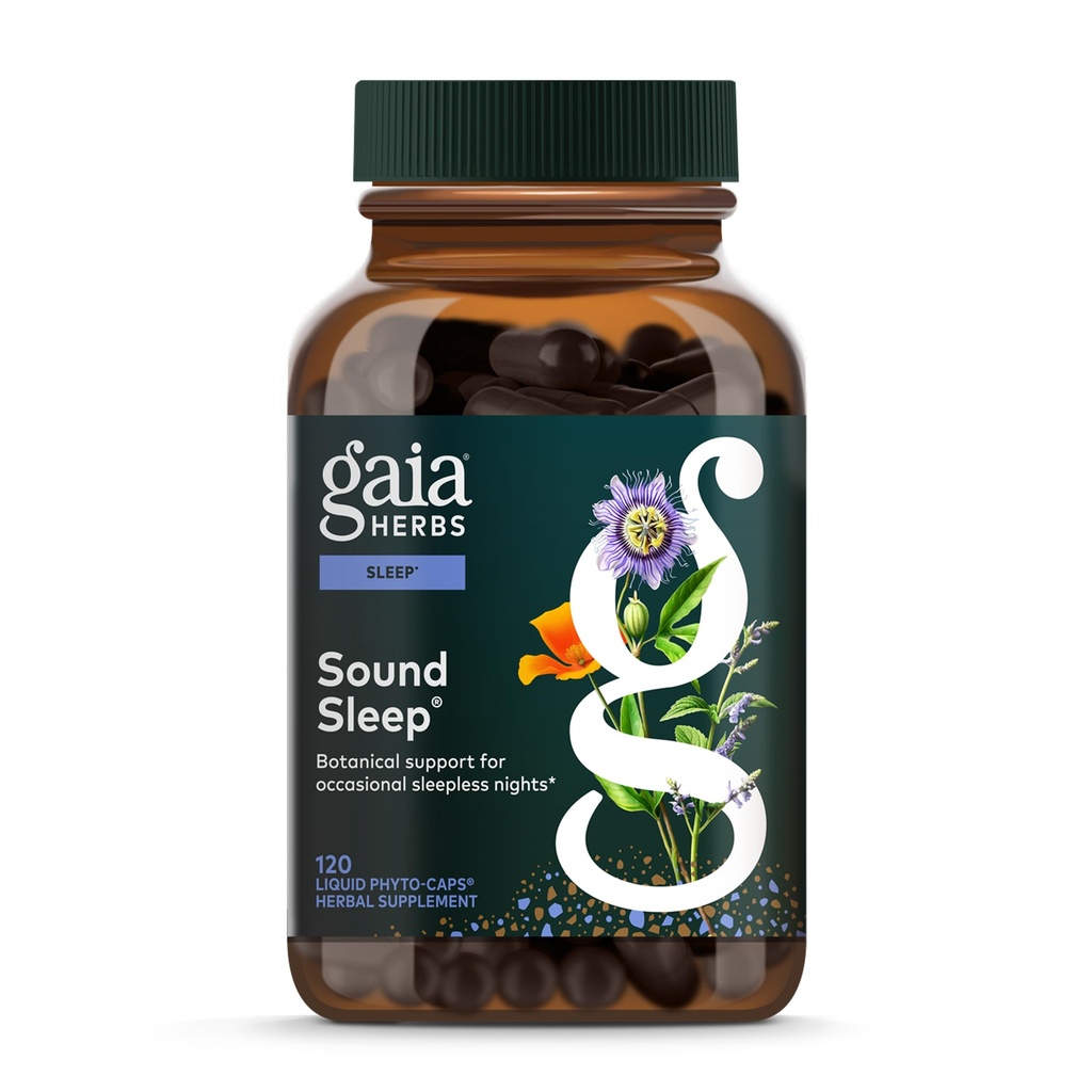 Gaia Herbs Zvočni spanec - Naravna podpora za spanje za spodbujanje mir in sprostitev - z Valerian Root, Passionflower & More - 120 Vegan tekoče Phyto-Capsules (40-dnevna dobava)