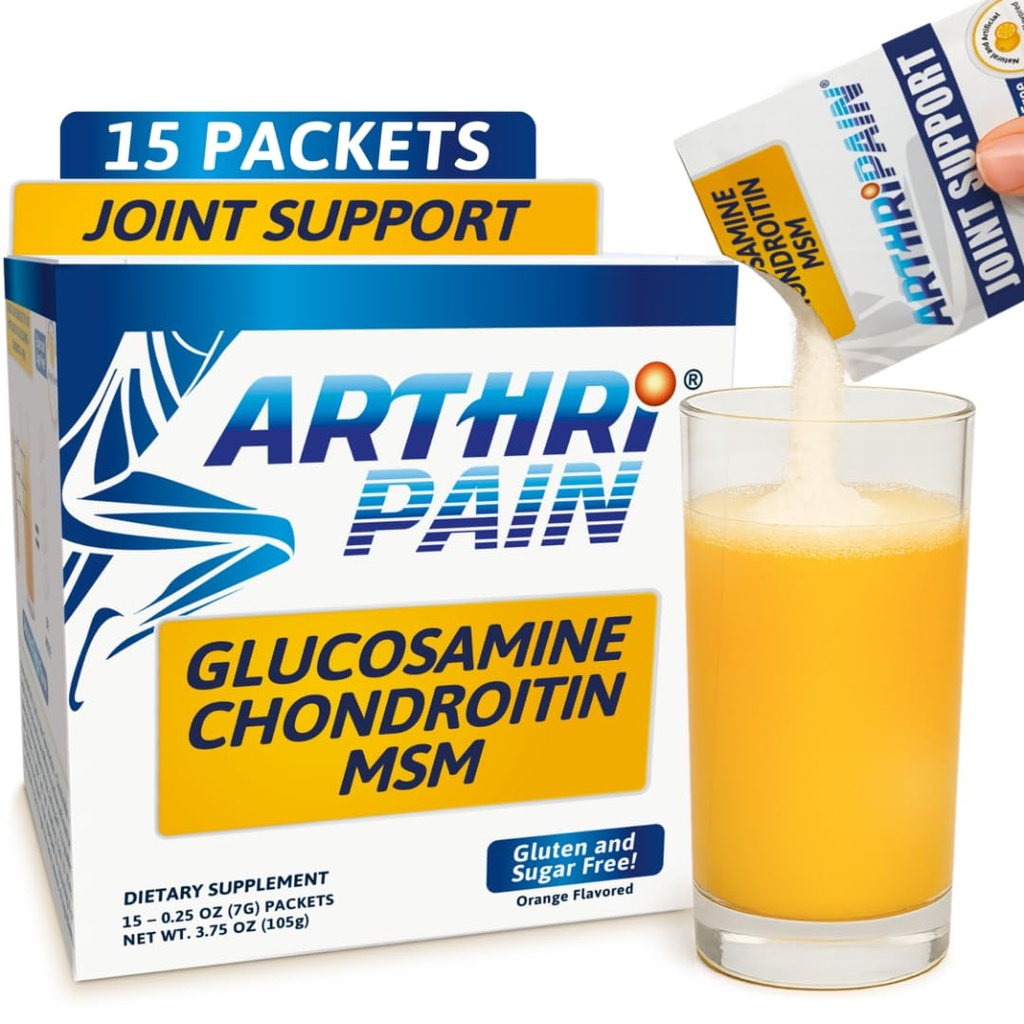 Arthrinapain – Skupna podpora Kartilaža Popravila dodatek – Klinično Tested Joint Juice - Ligament Relief Support – Glukozamin Chondroitin MSM – Otekle koleno zdravljenje – Sugar-free – Made in US - 15ct