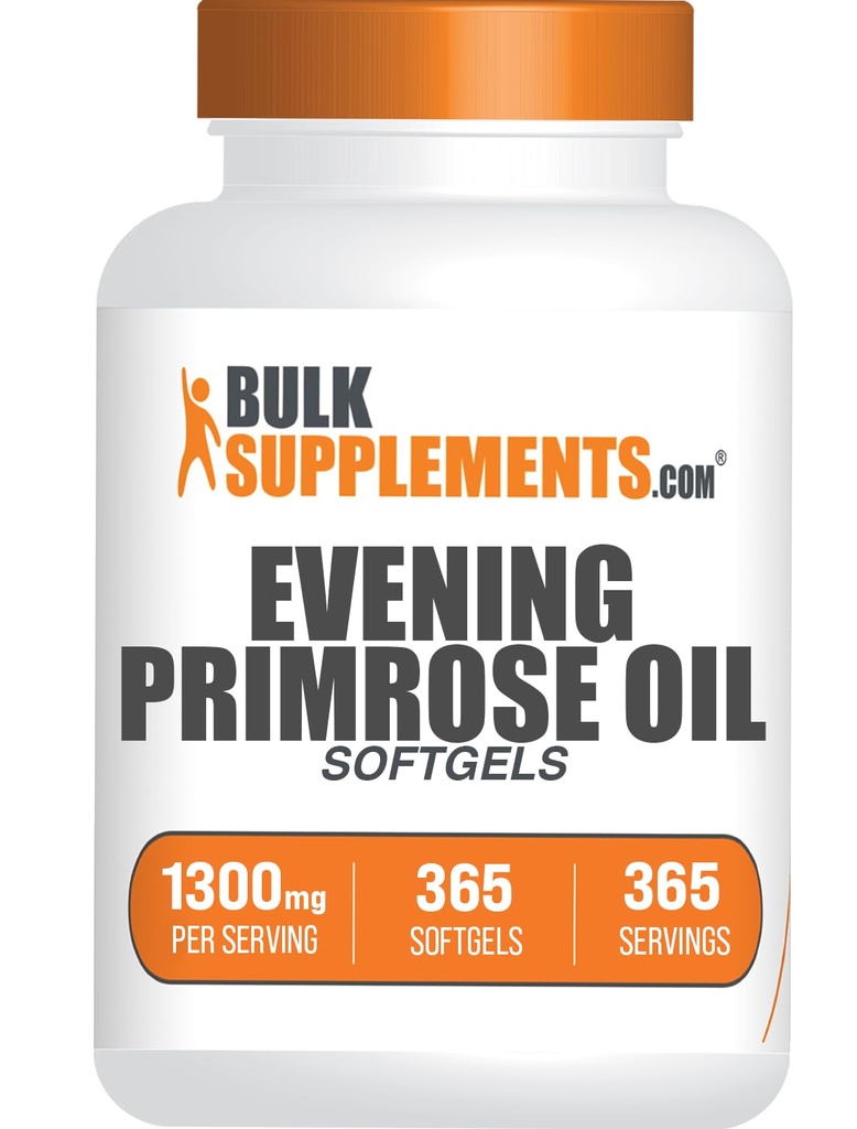 BulkSupplements.com Večer Primrose Oil Softgels - GLA Dodatki, Večer Primrose Oil 1300mg - Gluten Free, 1 Softgel na Serving, 365 Število (Pack of 1)