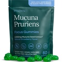 Dopamin dodatek - Sugar-free Mucuna Pruriens Gummies (2g/rezerviranje) Energija & Focus Gummies - Potent Mucuna Pruriens Extract dodatek za mirno razpoloženje in motivacijo, Vegan, Ne-GMO, Gluten-free, 60ct