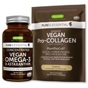 Pure & Essential Vegan Kolagen Peptide Protein Powder & Vegan Omega 3 Bundle, Popolno kolagen povečanje Formula & Sustainable Algae Oil 1340mg, by Igennus