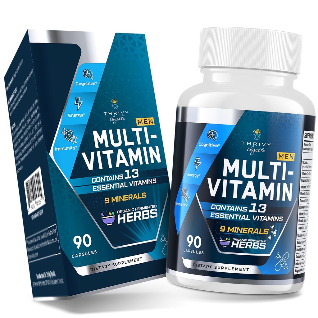 Moški multivitaminski 50 Plus - Dnevni multivitaminski za moške s fermentiranimi zeliščnimi izvlečki & 43 Vitamini in minerali - Mens Vitamini podpirajo spomin in možgane, energijo, zdravje kosti