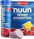 Nuun Sport Elektrolitske tablete z magnezijem, kalcijom, kalijem, kloridom in natrijem, brez glutena in veganom, sadni punch, 8 pakiranj (80 skupaj)