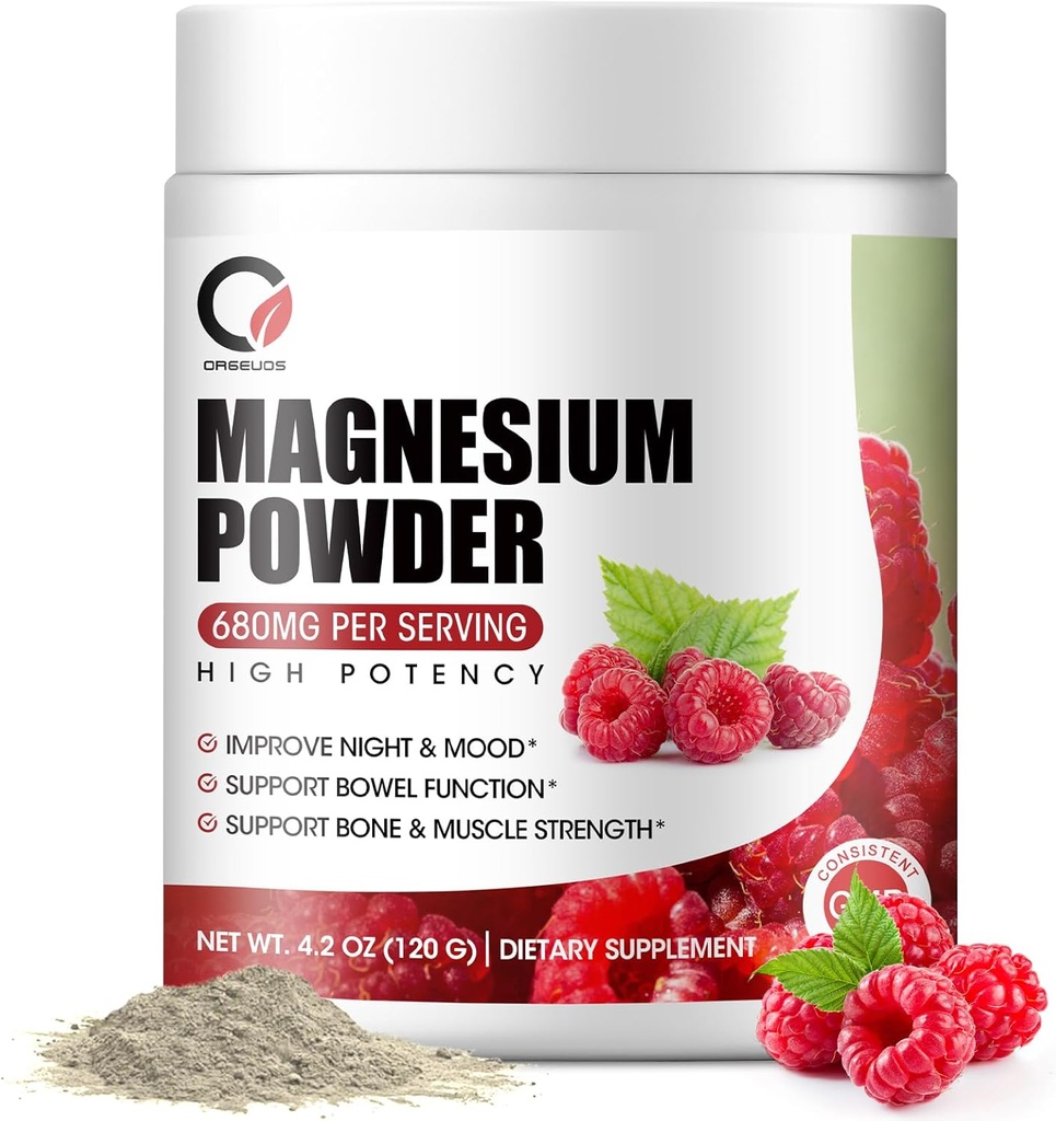 Magnezij Glycinate Powder - 680mg Magnezijev kompleks Dodatek z magnezijevim citratom, Oksidom in vitaminom C D E za mirno, nočno in mišično podporo - Vegan, Non GSO (60 Serving, 120 Gram)