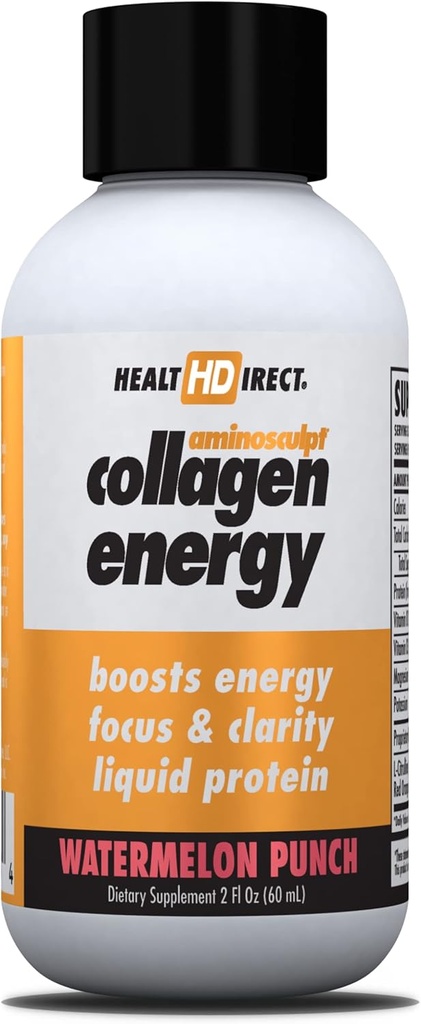 ZDRAVSTVENA NEPOSREDNA - Aminoskulpt kolagen energija - tekoči kolagen za hidracijo, kroženje, energetika - vitamin B12, elektroliti, L-citrulin, Amla - lubenica Punch - 12 paket (Fl Oz), 12 strežnikov