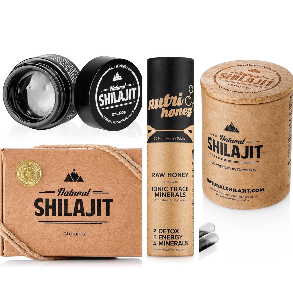 NARAVNI SHILAJIT Resin 20G, Shilajit Medene palice 30 Štetje Kapsule 60 Število