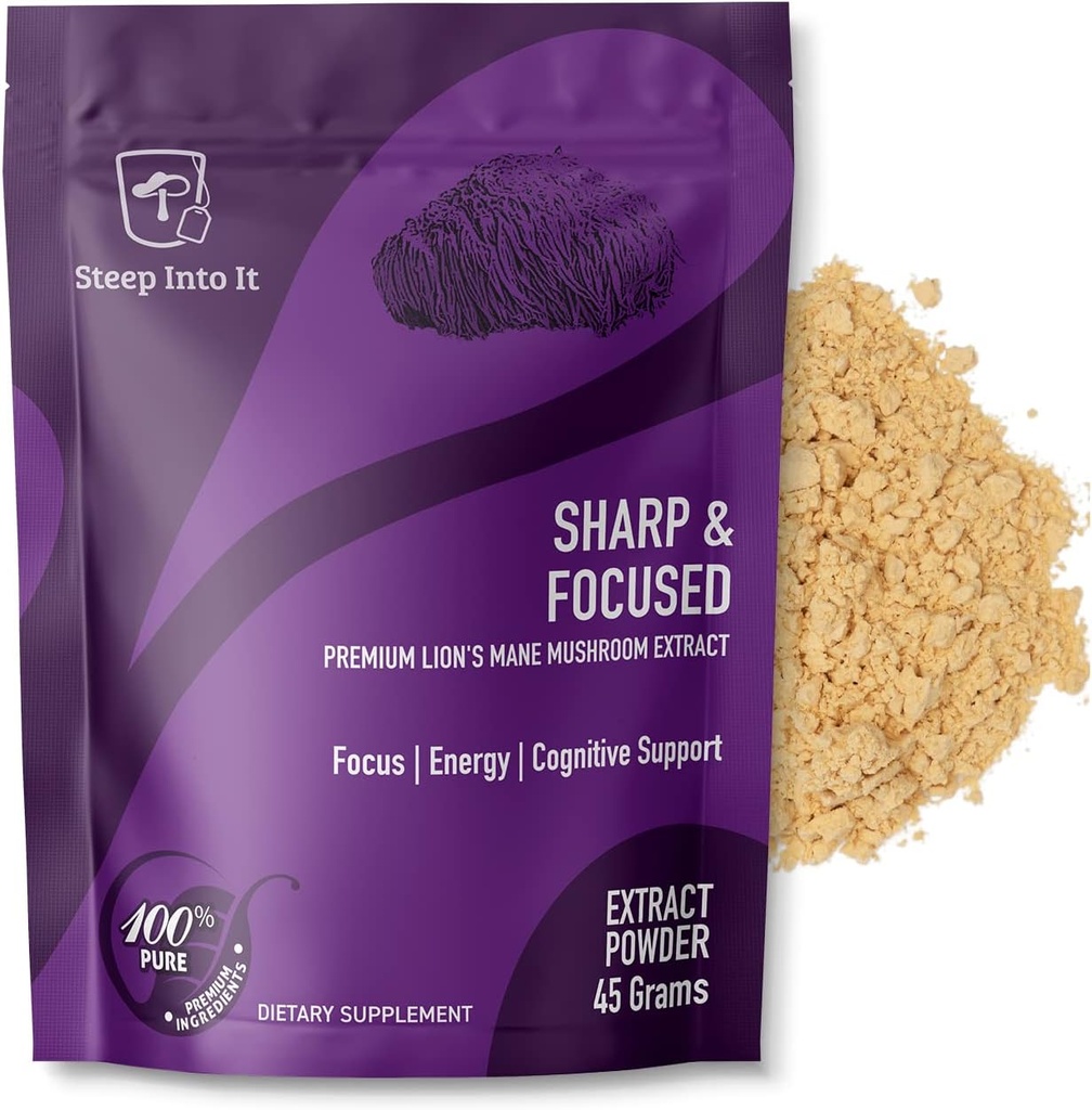 Ekološki levi Mane Gobe dodatek - Levi Mane ekstrakt prahu za mentalno jasnost, fokus in kognitivne funkcije (45g, 30 Servings) - Sharp & Focused