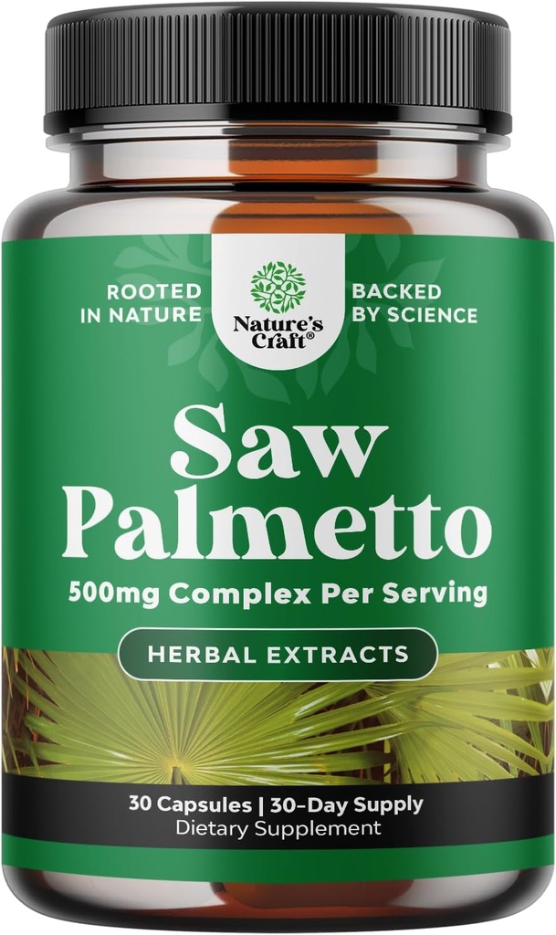 Ekstra moč žaga Palmetto Extract - Napredni zeliščni kompleks za zdravje las in urinsko podporo z rastlinskimi steroli & Flavonoidi - Potent zeliščni dodatek s 500mg na serviranje - 30 kapsul