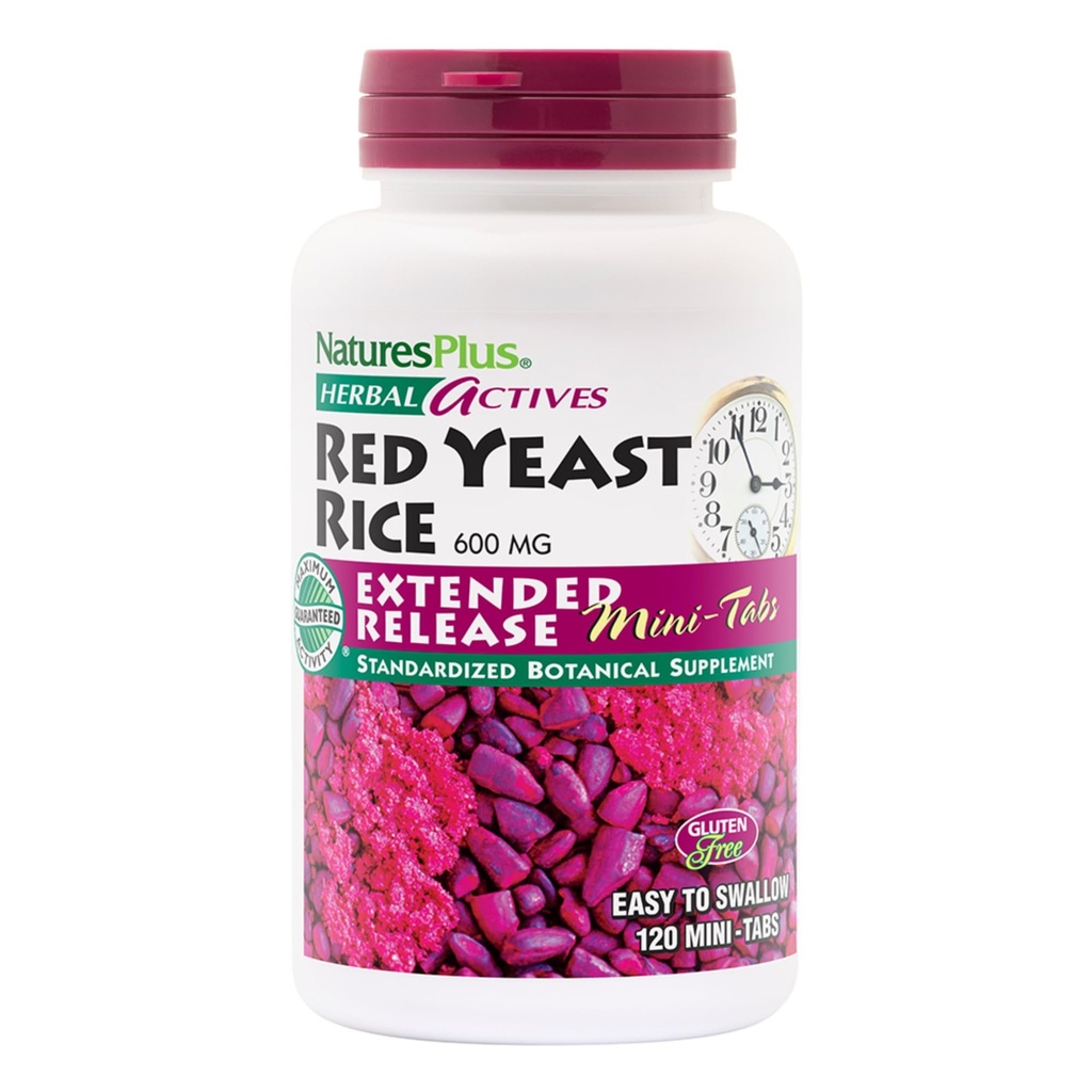 NaturesPlus zeliščne učinkovine rdeči kvas riž, razširjena sprostitev - 600 mg, 120 Mini tablete - Zeliščni dodatek - Vegan, Vegetarian, Gluten-free - 60 Služabniki
