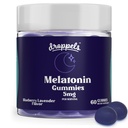 Droppels Melatonin Gummies, 5mg – Na bazi rastlin, Vegan Melatonin 5mg za naravno podporo spanja s kamiličnim ekstraktom, 60 Count, borovničeva aroma (1-mesečna zaloga)