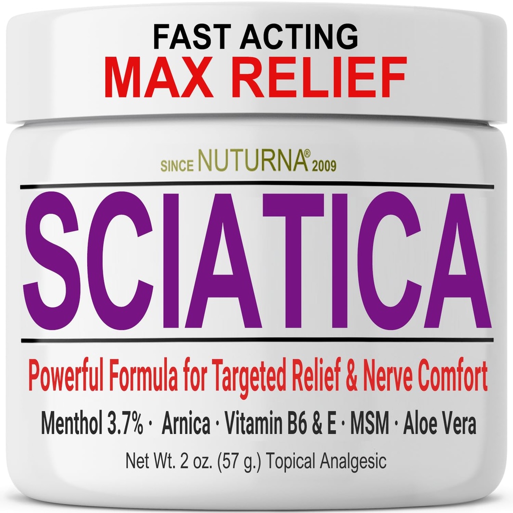 Sciatica Živčna krema - Največja moč Comfort krema za noge, roke, noge, prste, nazaj - naravna Ultra Jakost Arnica, MSM, Mentol, Pomirjujoče udobje, 2 Oz