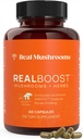 Realne gobe RealBoost kapsule – Cordyceps goba, Panax Ginseng & Guayusa Extract – za splošno Wellness & Energy Support – Vegan, Non-GMO, No Fillers – 60 Count gob dodatek mešanica