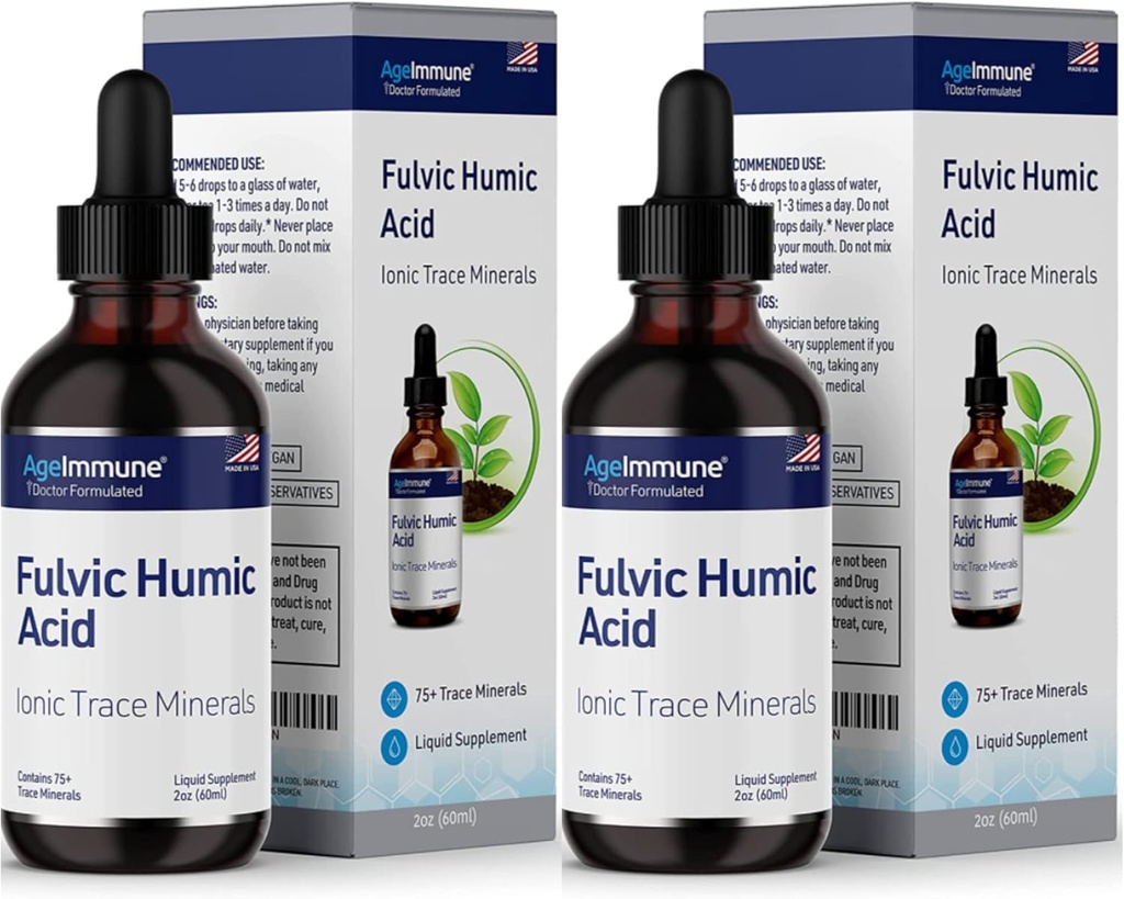 Fulvic Humic Acid Liquid Supplement. Rastlinske izpeljane mineralne kapljice, več kot 75 Trace Minerali za energijo Boost. Do 8 Mesecev dobave. Koncentracija 250%. 2oz Vsak. 2 steklenice.