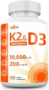 VEV Vitamin D3 K2 – Kapsule, enostavne za vlaženje, 300 kapsul (Packageing May Vary)